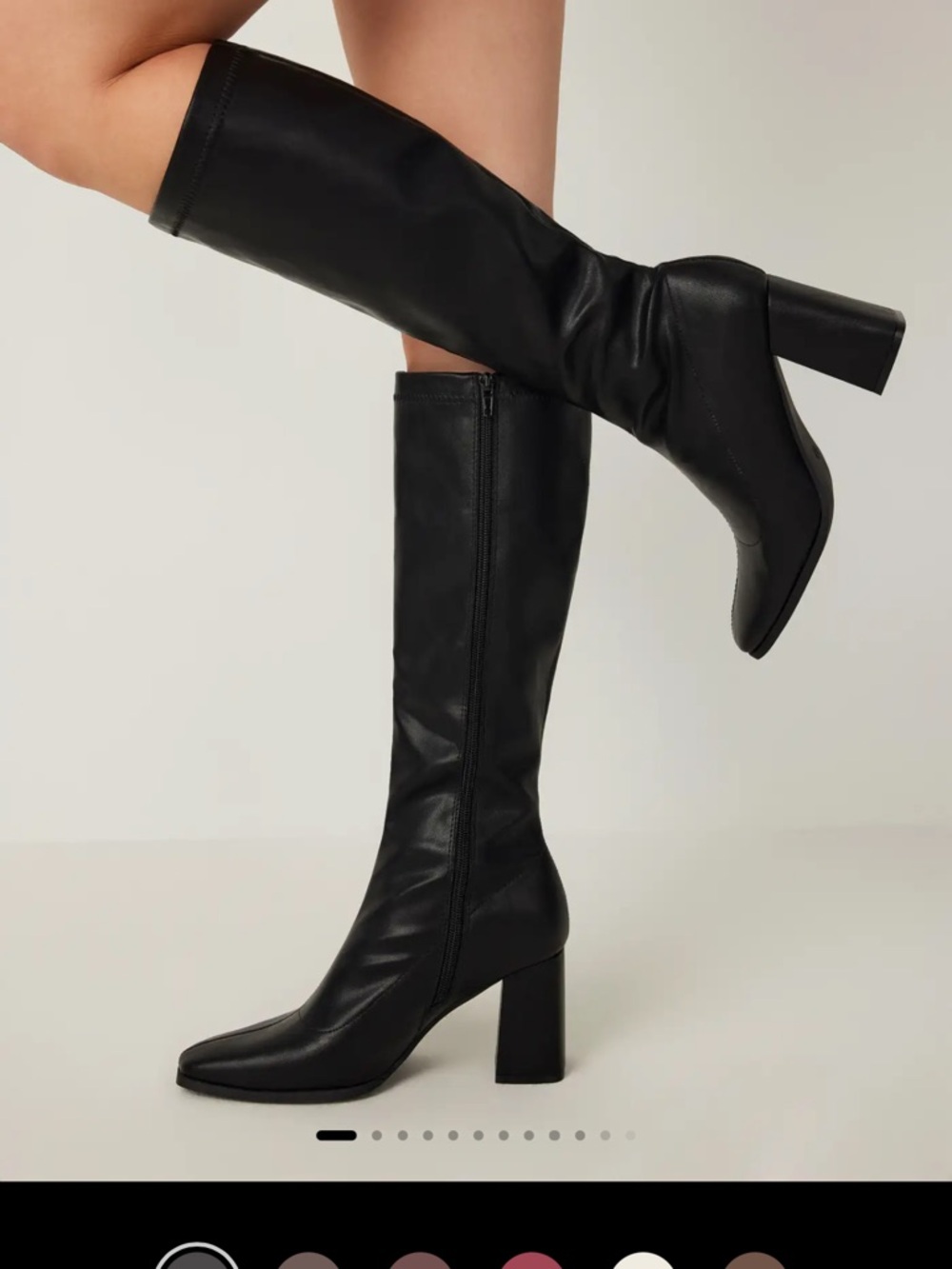 NWT. Cider Black Knee-High Block Heel Boots. Size 7